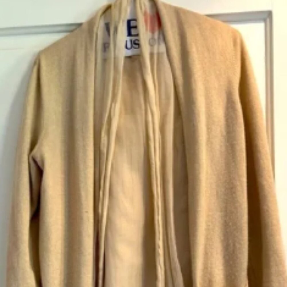Brunello Cucinelli Cream 100% Cashmere Sheer Layered Front Cardigan Sweater Sz M